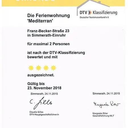 Apartament Ferienwohnung-mediterran Einruhr